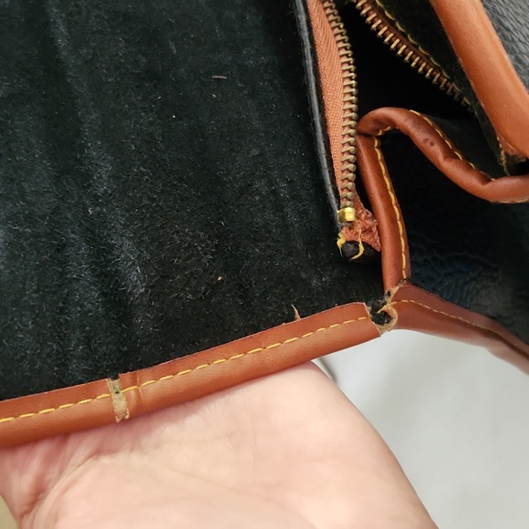DOONEY & BOURKE Vintage Leather Black/English Tan XL Saddle Handbag - EUC - Picture 10 of 16